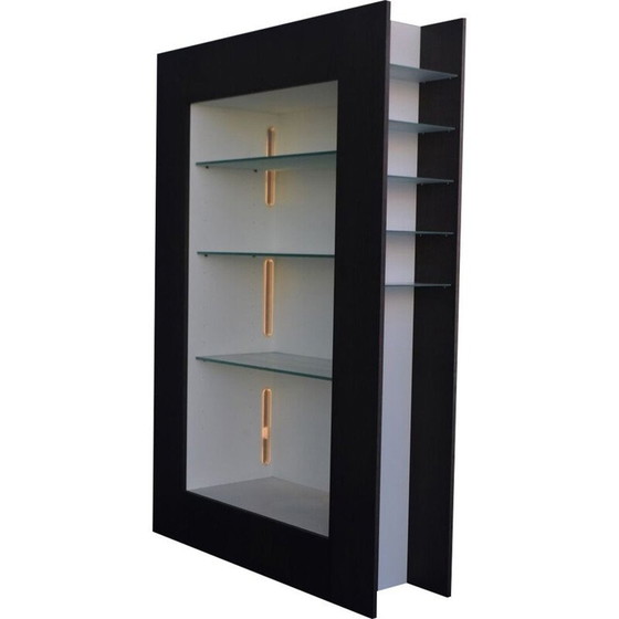 Image 1 of Vitrine électrifiée vintage en bois laqué noir pour Acerbis