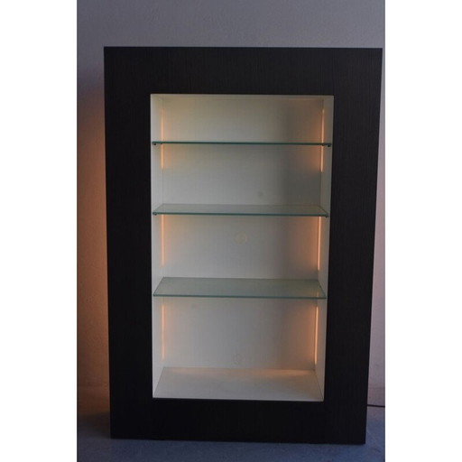Vitrine électrifiée vintage en bois laqué noir pour Acerbis