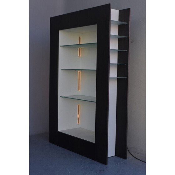 Image 1 of Vitrine électrifiée vintage en bois laqué noir pour Acerbis