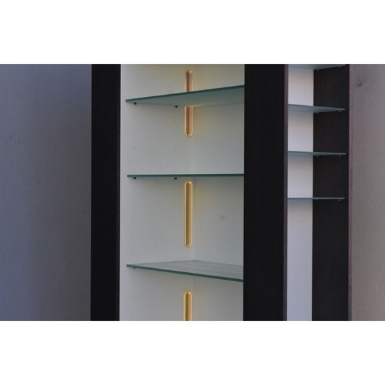 Image 1 of Vitrine électrifiée vintage en bois laqué noir pour Acerbis