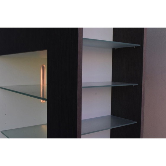 Image 1 of Vitrine électrifiée vintage en bois laqué noir pour Acerbis