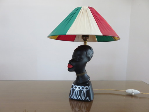 Lampe Africaniste En Céramique, Années 50 60