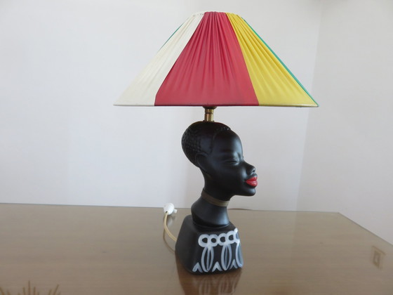 Image 1 of Lampe Africaniste En Céramique, Années 50 60