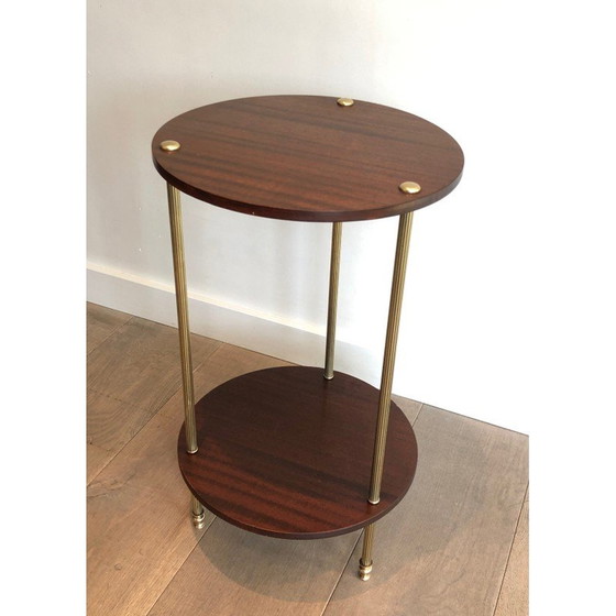 Image 1 of Guéridon vintage à double plateau en laiton et acajou par Maison Jansen, 1940