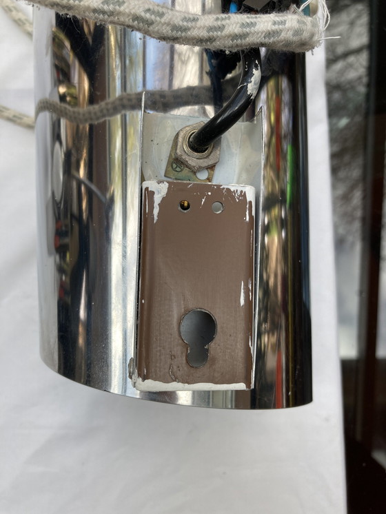 Image 1 of Suspension Plus Une Applique Métal, Chromée Années 70