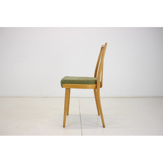 Image 1 of Ensemble de 4 chaises de salle à manger en bois et tissu pour Ton, Tchécoslovaquie, années 1970