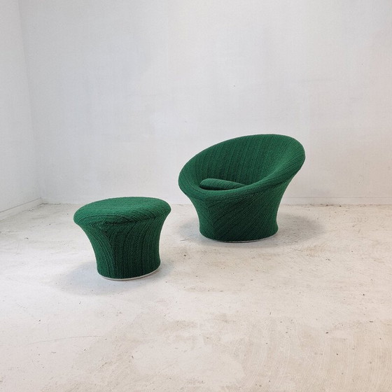 Image 1 of Fauteuil vintage avec ottoman en tissu de laine par Pierre Paulin pour Artifort, 1960