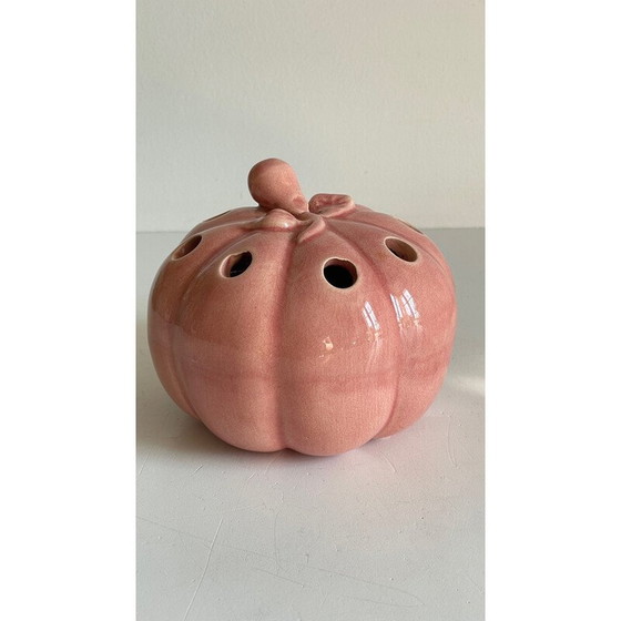 Image 1 of Vase vintage à bêche en céramique avec fleurs de citrouille