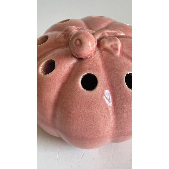 Image 1 of Vase vintage à bêche en céramique avec fleurs de citrouille