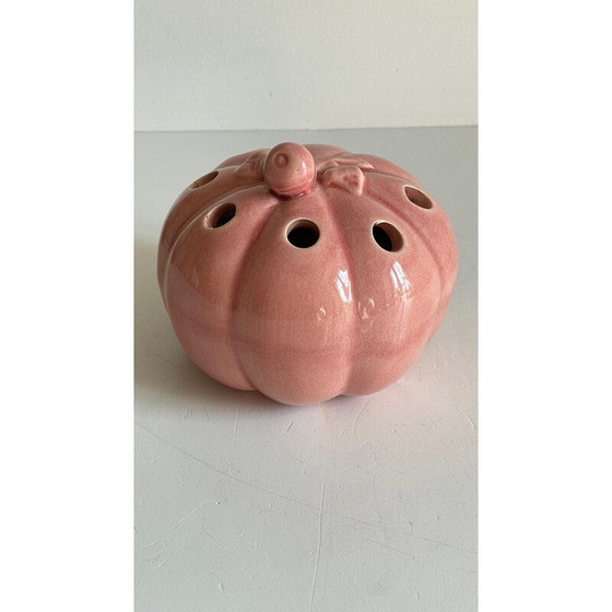 Image 1 of Vase vintage à bêche en céramique avec fleurs de citrouille
