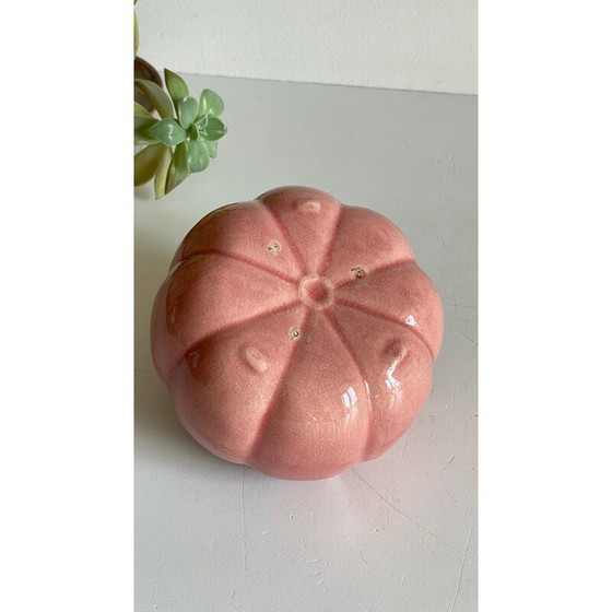 Image 1 of Vase vintage à bêche en céramique avec fleurs de citrouille