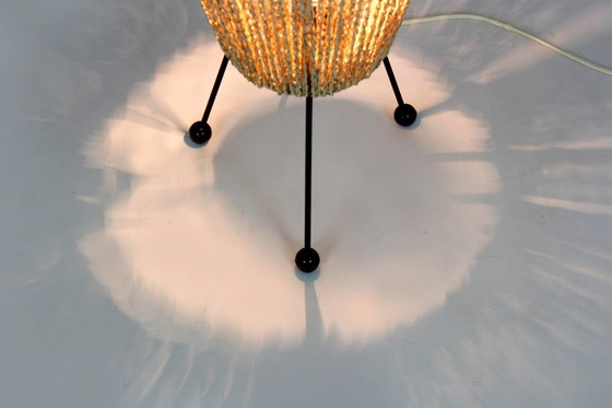 Image 1 of Lampadaire fusée de l'ère spatiale avec une corde tressée, ancienne Tchécoslovaquie, années 1960