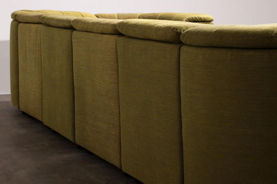 Image 1 of Banc modulaire Durlet 9 pièces en tissu De Ploeg vert luxueux, 1970