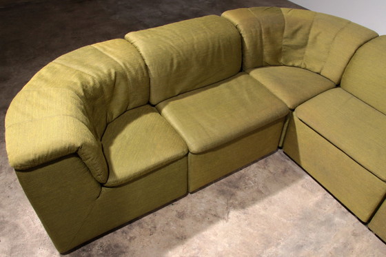 Image 1 of Banc modulaire Durlet 9 pièces en tissu De Ploeg vert luxueux, 1970