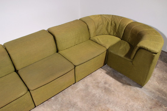 Image 1 of Banc modulaire Durlet 9 pièces en tissu De Ploeg vert luxueux, 1970