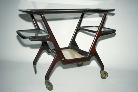 Image 1 of Chariot de bar en bois du milieu du siècle par Cesare Lacca, Italie, années 1950