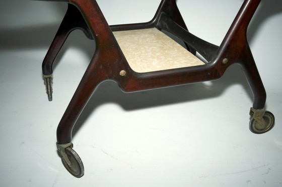 Image 1 of Chariot de bar en bois du milieu du siècle par Cesare Lacca, Italie, années 1950