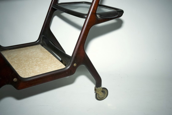 Image 1 of Chariot de bar en bois du milieu du siècle par Cesare Lacca, Italie, années 1950
