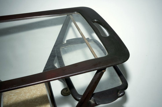 Image 1 of Chariot de bar en bois du milieu du siècle par Cesare Lacca, Italie, années 1950