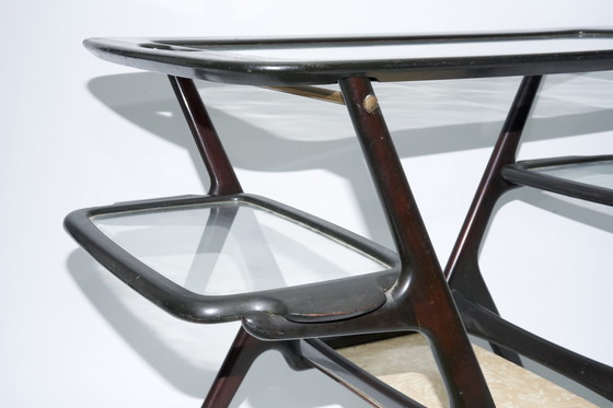 Image 1 of Chariot de bar en bois du milieu du siècle par Cesare Lacca, Italie, années 1950