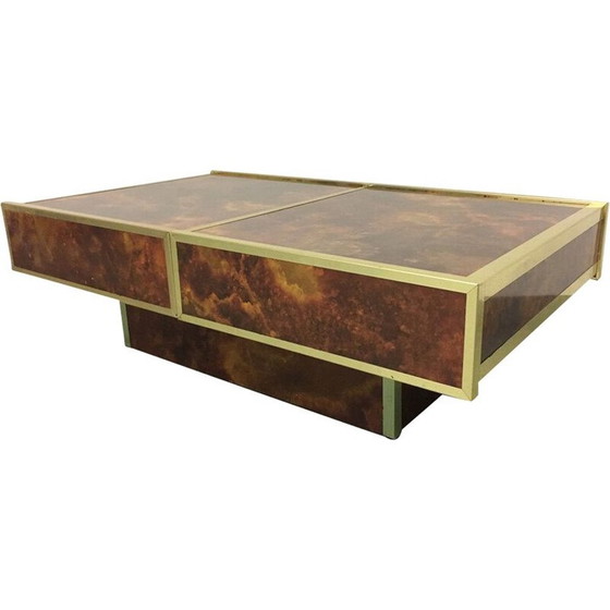 Image 1 of Table basse vintage en formica et laiton par Lancel, France 1970
