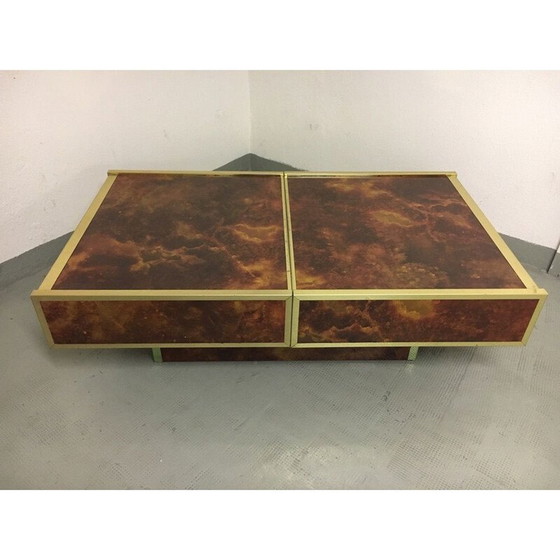 Image 1 of Table basse vintage en formica et laiton par Lancel, France 1970
