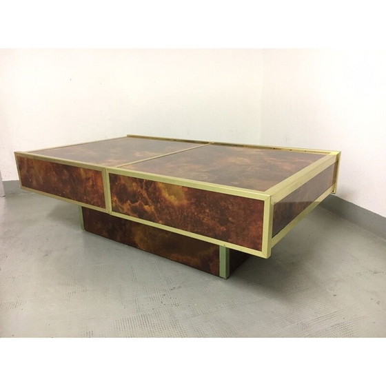 Image 1 of Table basse vintage en formica et laiton par Lancel, France 1970