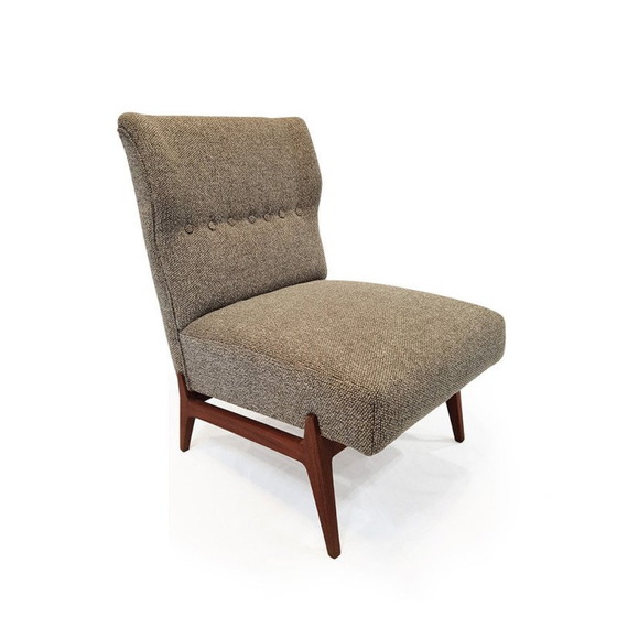 Image 1 of Paire de fauteuils vintage en bois avec tapisserie d'ameublement