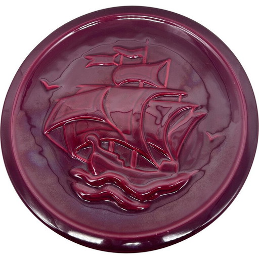 Plat en céramique décoratif vintage pour Niceram, 1950