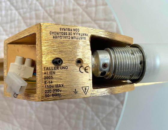 Image 1 of Taller Uno Metalarte Par Joan Auger, Grande Paire D'Appliques Métal Doré Et Verre 