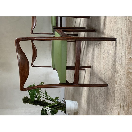 Image 1 of Ensemble de 4 chaises vintage en simili cuir vert