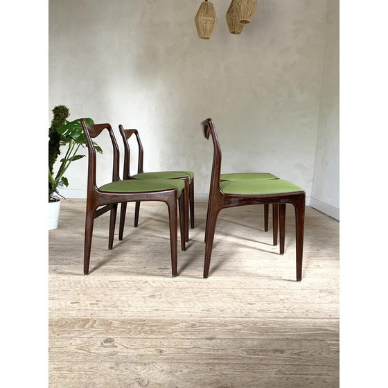 Image 1 of Ensemble de 4 chaises vintage en simili cuir vert