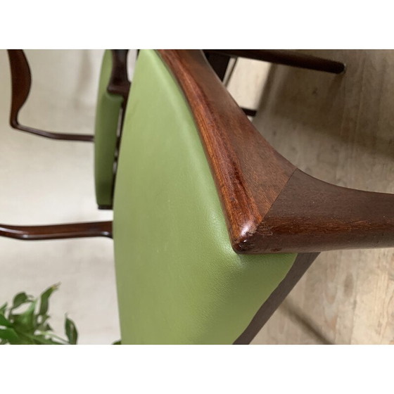 Image 1 of Ensemble de 4 chaises vintage en simili cuir vert