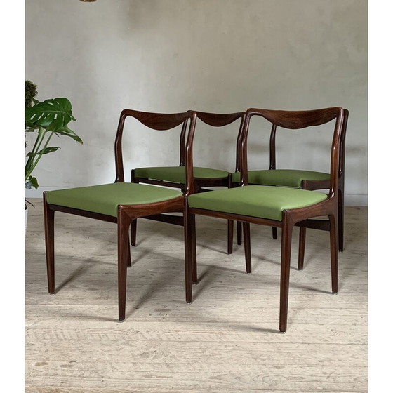 Image 1 of Ensemble de 4 chaises vintage en simili cuir vert