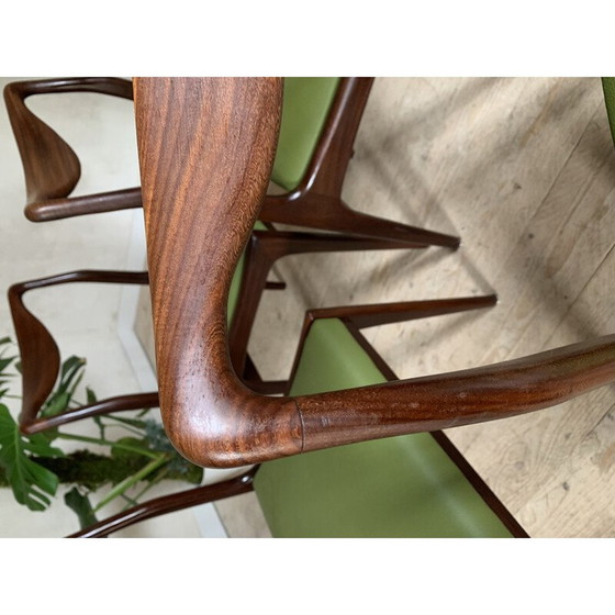 Image 1 of Ensemble de 4 chaises vintage en simili cuir vert