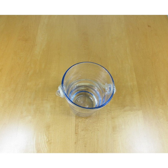Image 1 of Seau à glace vintage en verre ondulé et rotin par Per Lütken pour Holmgaard, Danemark années 1960