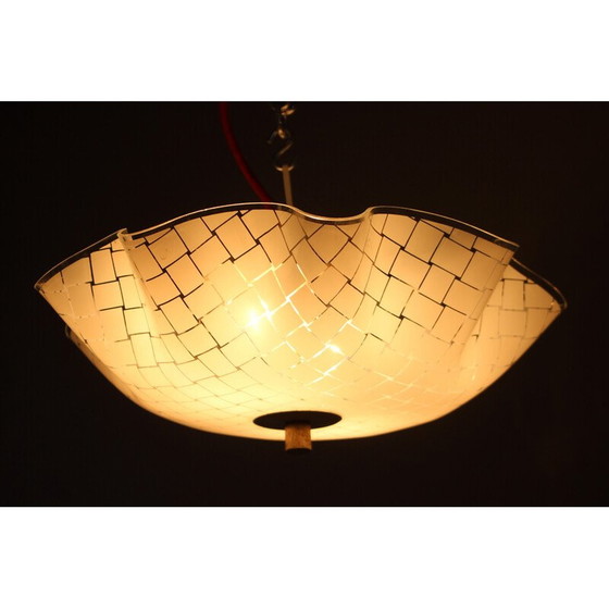 Image 1 of Lampe suspendue vintage en verre, Tchécoslovaquie 1970