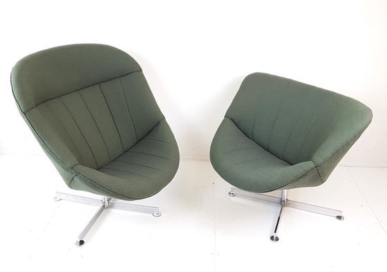 Image 1 of 2 Fauteuils pivotants Rudolf Wolf Modello Vert Ploughwool Fauteuils