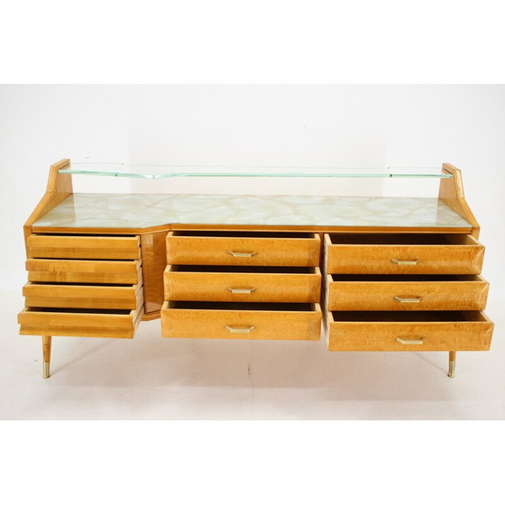 Image 1 of Commode vintage avec étagère en verre, Italie 1960