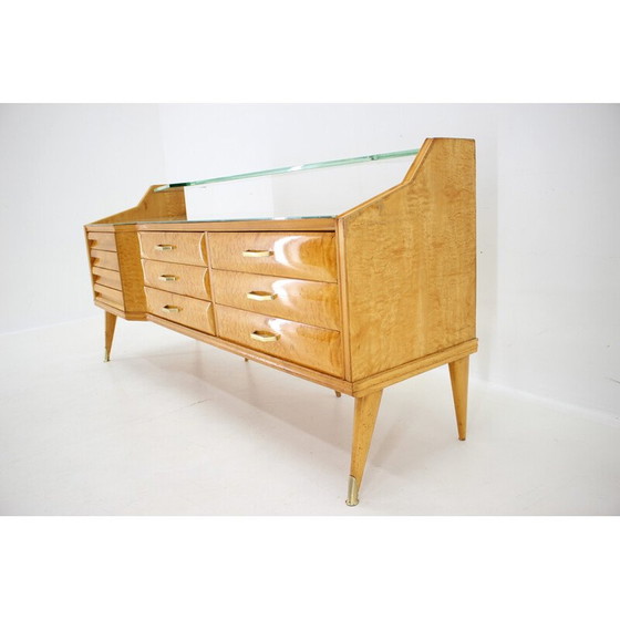 Image 1 of Commode vintage avec étagère en verre, Italie 1960
