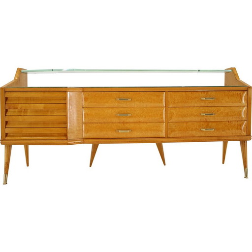 Commode vintage avec étagère en verre, Italie 1960