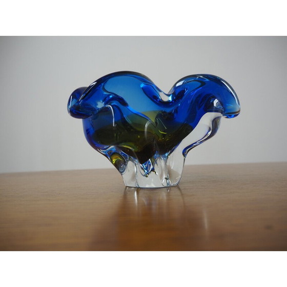 Image 1 of Cendrier vintage en verre d'art par Josef Hospodka pour Chribska Glassworks, 1960s