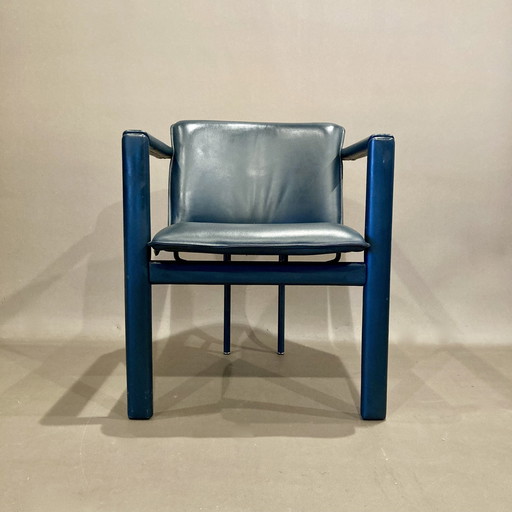 Fauteuil Design Cuir Et Métal "Leolux".