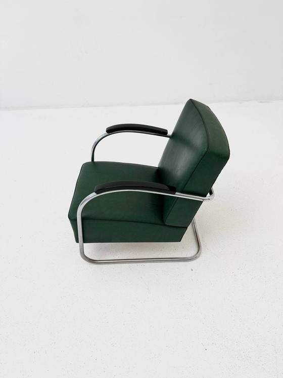 Image 1 of Fauteuil Bauhaus en chrome et cuir de Mücke & Melder, années 1930