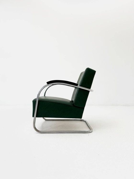 Image 1 of Fauteuil Bauhaus en chrome et cuir de Mücke & Melder, années 1930