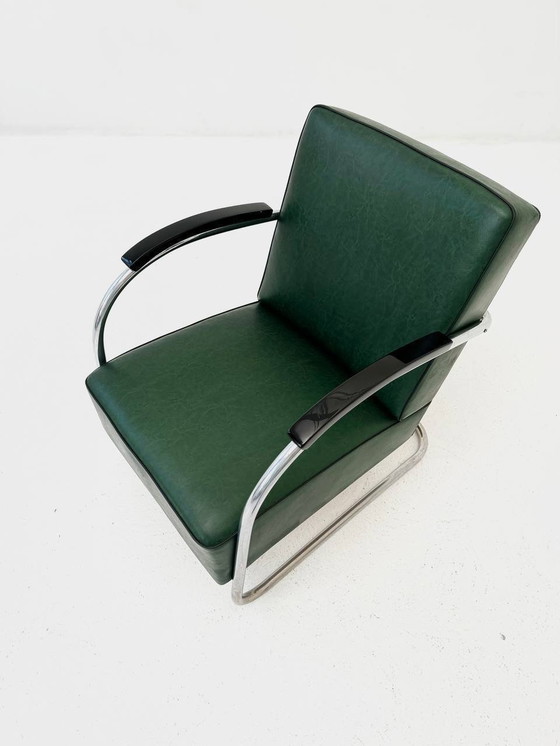 Image 1 of Fauteuil Bauhaus en chrome et cuir de Mücke & Melder, années 1930