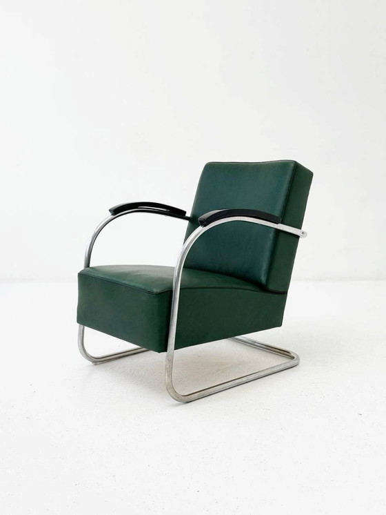 Image 1 of Fauteuil Bauhaus en chrome et cuir de Mücke & Melder, années 1930