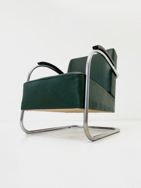 Image 1 of Fauteuil Bauhaus en chrome et cuir de Mücke & Melder, années 1930