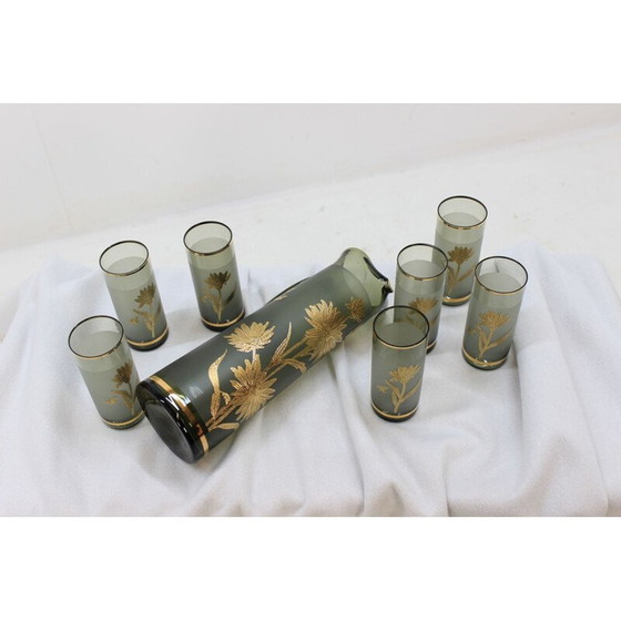 Image 1 of Ensemble de 7 verres et pichet vintage de Bohemia Glass, Tchécoslovaquie 1970