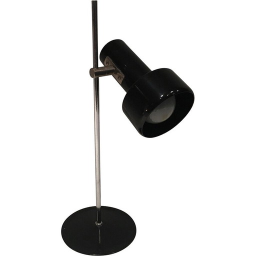 Lampe réglable vintage en métal laqué noir et chrome, 1970